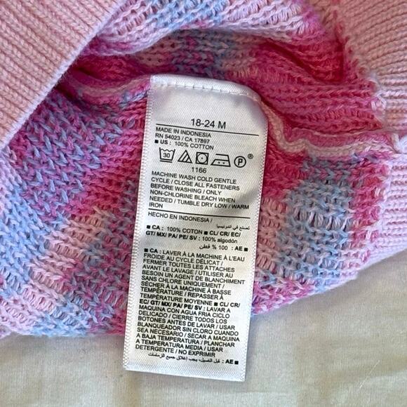 Old Navy Daisy Cotton Knit Cardigan Sweater Girls 18-24M | Pink V-Neck - Picture 7 of 8